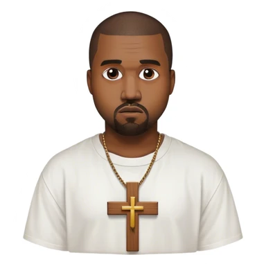 Kanye west with a cross on a white shirt sticker