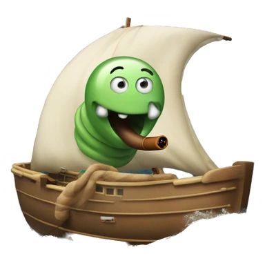 Worm sailing the ocean with a cigar sticker
