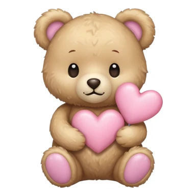 beige teddy bear and a pink pastel heart sticker