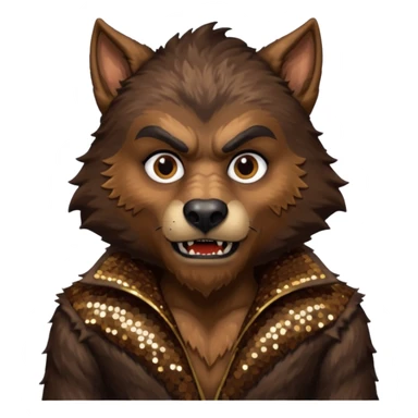 The Werewolf from Universal Monsters with brown fur, dark brown sequin outfit  sticker