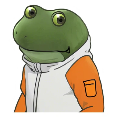 in an orange hazmat suit sticker