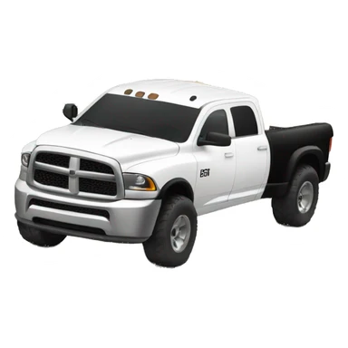 White lifted dodge truck with a black ranch hand bumper on front sticker