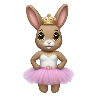 bunny stuffed animal with a tutu and a tiara sticker
