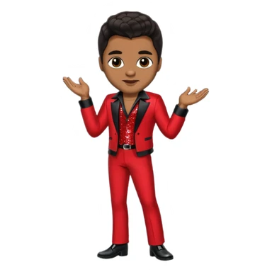 Jackie Wilson with dark brown hair, red sequin outfit sticker