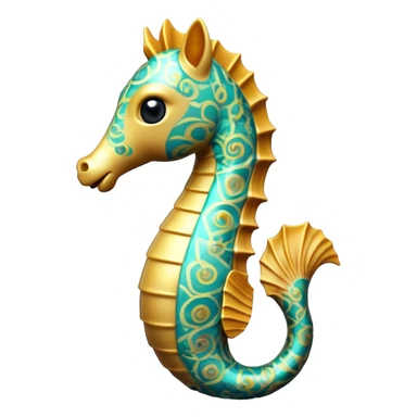Cinematic Realistic Comical Sea Horse Portrait Emoji, Head tilted dramatically with an exaggeratedly amused expression, featuring a striking, finely detailed body with bold, whimsical patterns and wide, expressive eyes full of playful disbelief, rendered with natural, vibrant hues and realistic texture; high shine, dramatic yet playful, styled with an air of cheeky aquatic mischief, soft glowing outline, capturing the essence of a spirited and over‐the‐top sea horse that looks ready to bob its way into viral fame! sticker