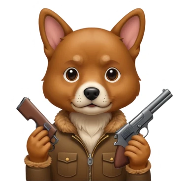 Dog with a gun sticker