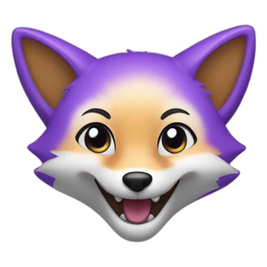 a purple fox with a big smile sticker