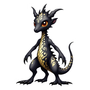 a dark gothic gloomy edgy vernid-fionbri-creature with splash patterns full body sticker