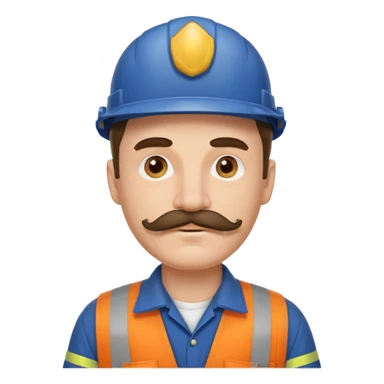 white men with mustache wear worker's uniform sticker