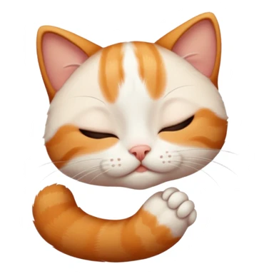 ginger and white small cat in funny positions upside down with eyes closed sticker