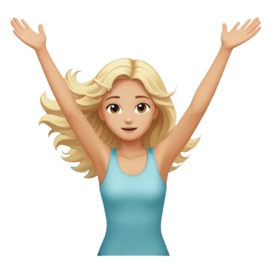 girl at beach with arms outstretched and hair blowing in a pleasant breeze sticker