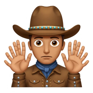 Pensive cowboy with 6 hands and 8 eyes sticker