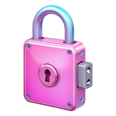 Holography  and glassmorphic pink lock sticker