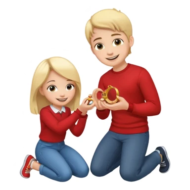 🧎‍♂️‍➡️💍💃 a boy parposing a girl boy on his knee and boy give him ring  sticker