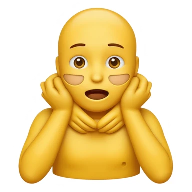 Yellow emoji doing choking emote with hands around neck sticker