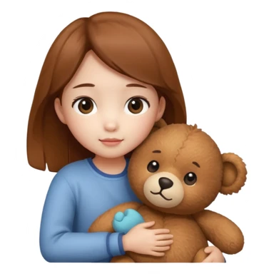Little korean girl – hugging a teddy bear.
 sticker