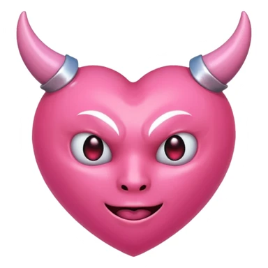 a plain pink heart with demon horns on it, no face sticker