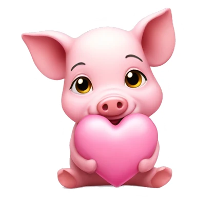 Pink heart with a piglet sticker