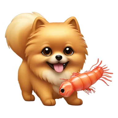 Pomeranian with shrimp toy sticker