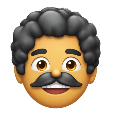 Man with a tooth brush mustache and black hair with a volcano eruption on his head sticker