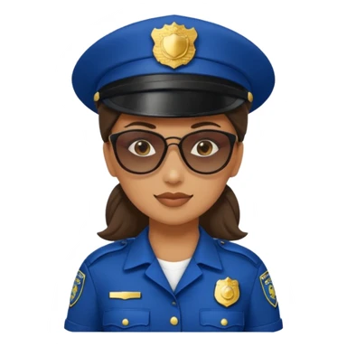 woman police with hair style and hats and sun glasses sticker
