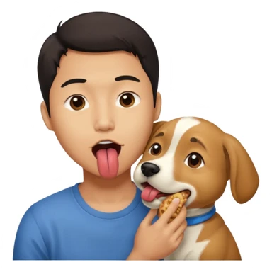 Asian guy about to eat a dog and licking lips sticker