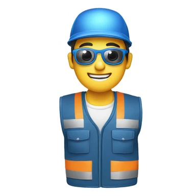 Tecnico electricista, con chaleco azul y gorra, gafas de trabajo, hombre sticker