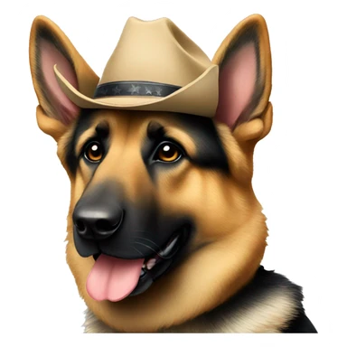 German shepherd wearing a cowboy hat and a bandanna  sticker