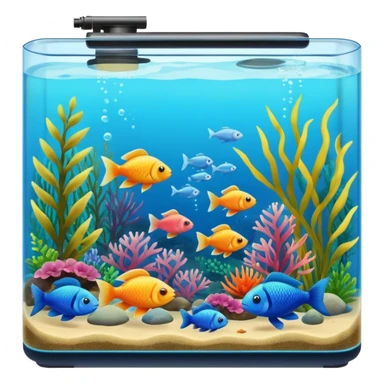 A big bulky long fish tank with lots of aquatic life in it  sticker