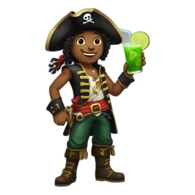 young pirate drinking mojito sticker