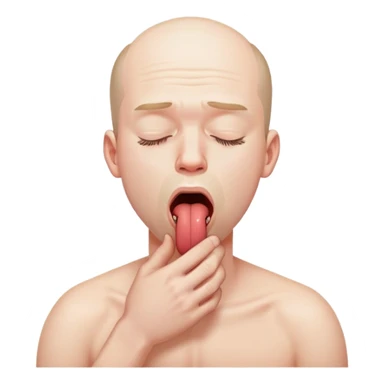 A man choking himself with tongue out and closed eyes sticker