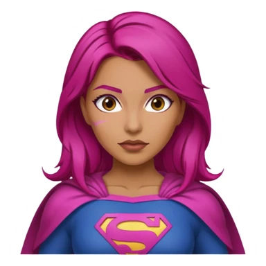 Latina superwoman with brown hair roots and fuchsia hair heroic stance sticker