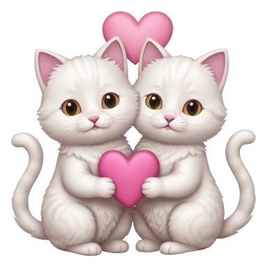 white tow cats hands holding a pink heart sticker