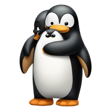 pinguin hugging teddybear  sticker