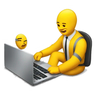 two yellow men working on a laptop together sticker