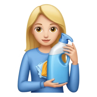 woman holding laundry detergent sticker