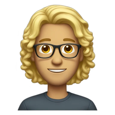 guy with curled mid long hair blonde and glasses sticker