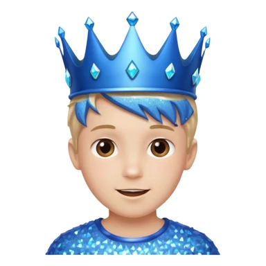 blue Boy happy glitter blue crown sticker