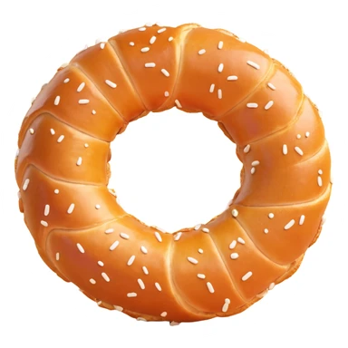 playful shiny golden simit bread sprinkled with sesame, 3D emoji style sticker