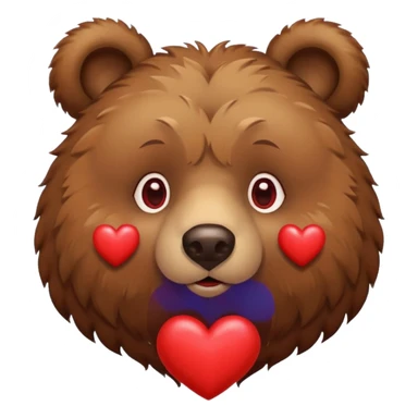 bear head with hearts around it sticker