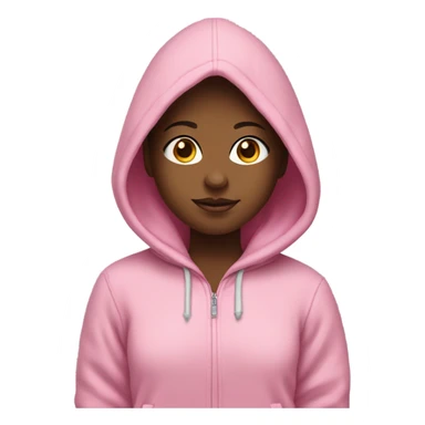 A girl wearing a pink palm puff hoddie sticker