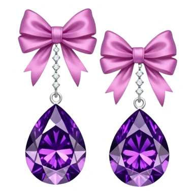 purple diamond earrings with a pink bow sticker