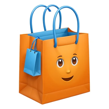 orange gift bag with thick blue handles sticker