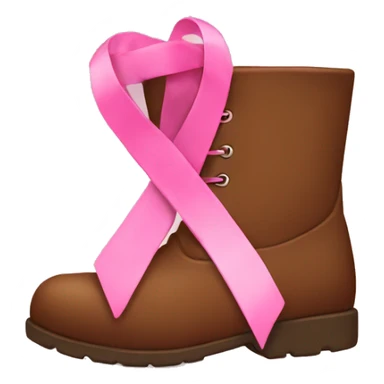 brown boot with pink ribbon sticker