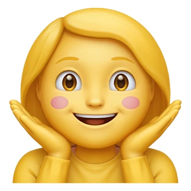yellow emoji, smiling with both hands under chin sticker