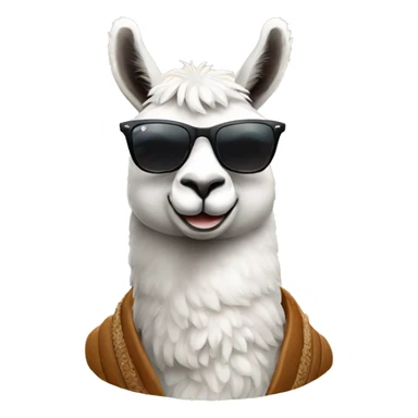 Beautiful lama with sunglasses rayban brand sticker
