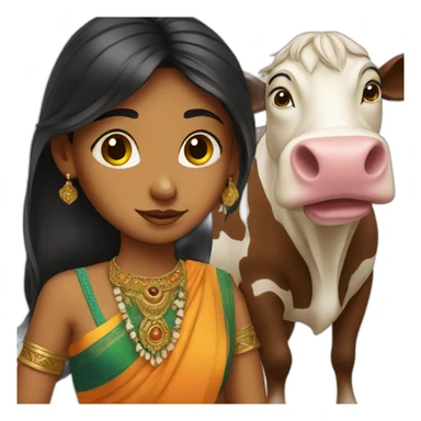 indian girl with a cow sticker