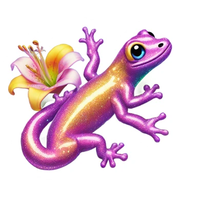 Lisa frank glitter gecko with a lily sticker