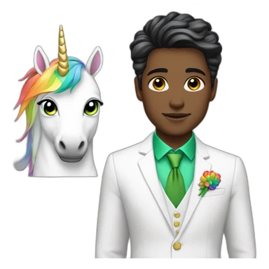 Posh-boy-with-white-suit-and-green-eyes-and-rainbow-unicorn-hair sticker