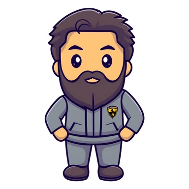 Luxury car guru with long beard, Lamborghini themed outfit, wise expression sticker